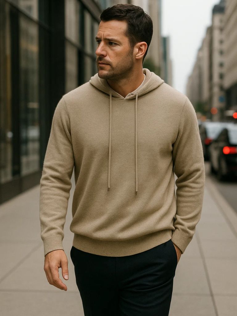 100% Cashmere Hooded Sweater for Men