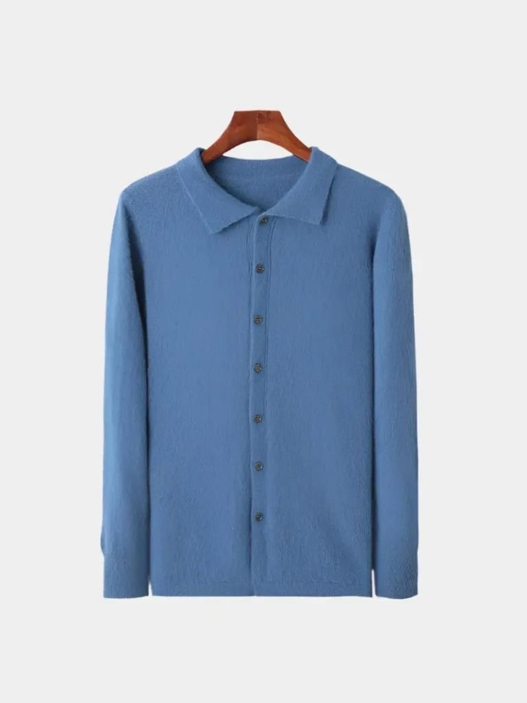 100% Cashmere Polo Cardigan for Men