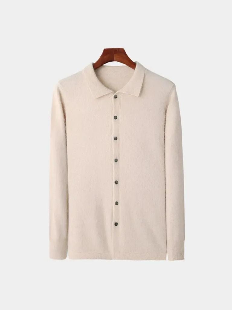 100% Cashmere Polo Cardigan for Men