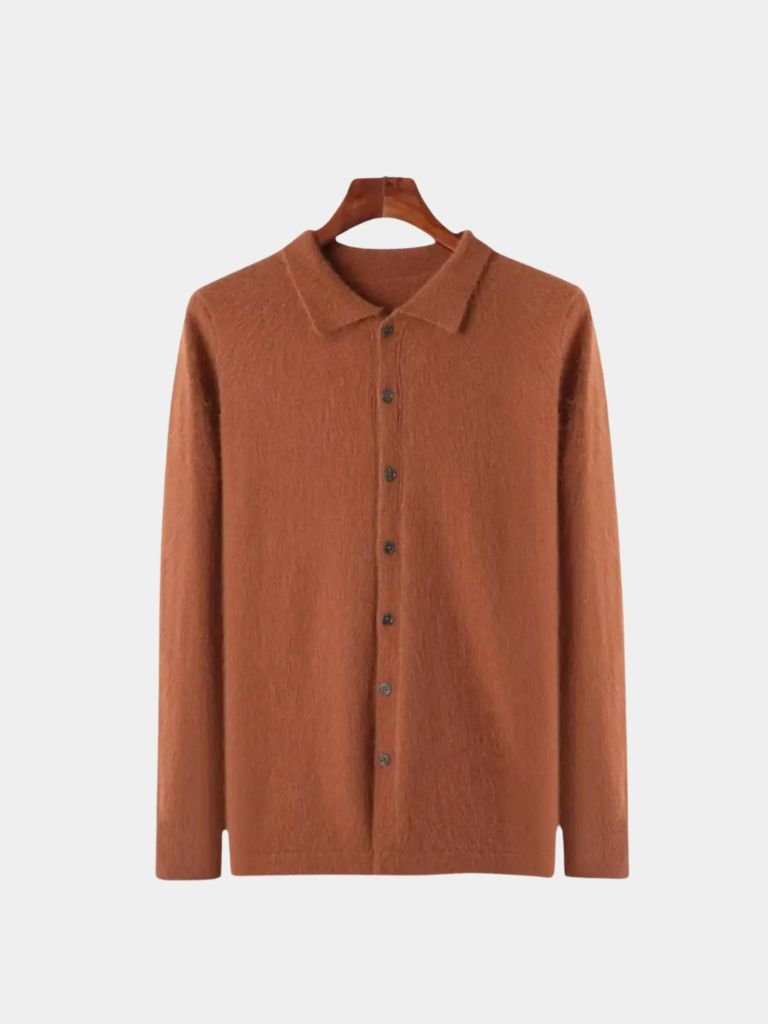 100% Cashmere Polo Cardigan for Men