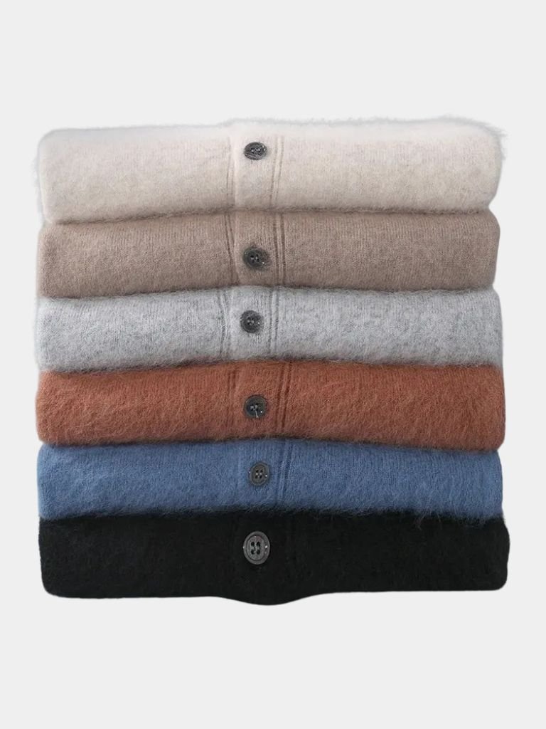 100% Cashmere Polo Cardigan for Men