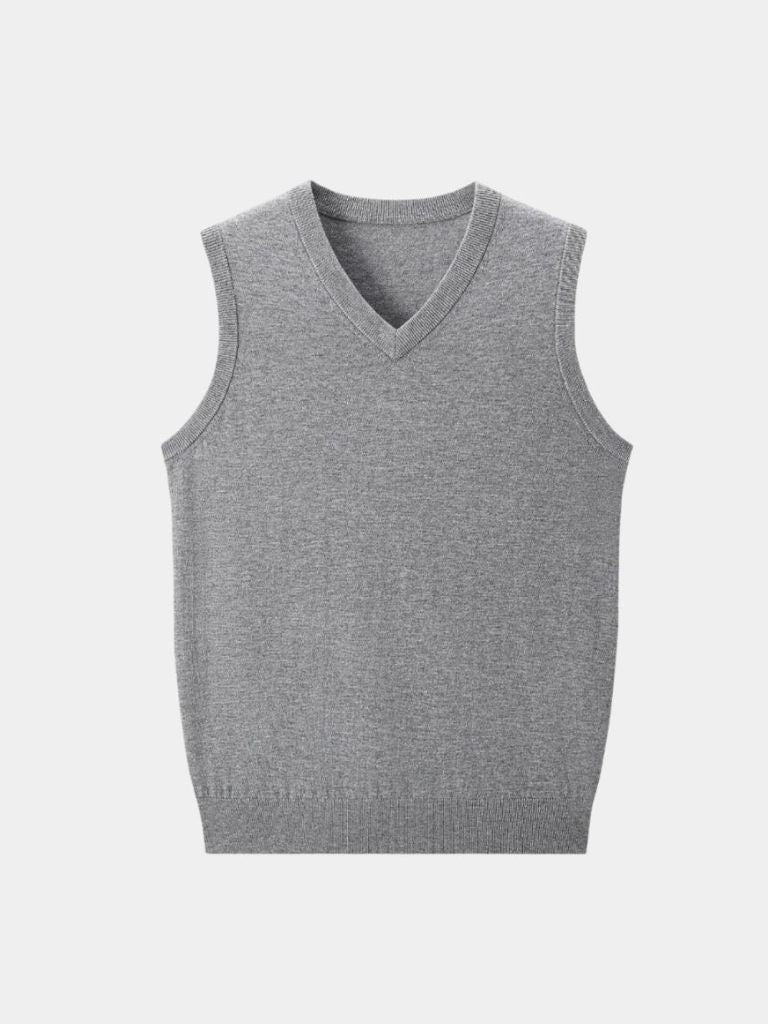 100% Cashmere V Neck Knit Vest for Men