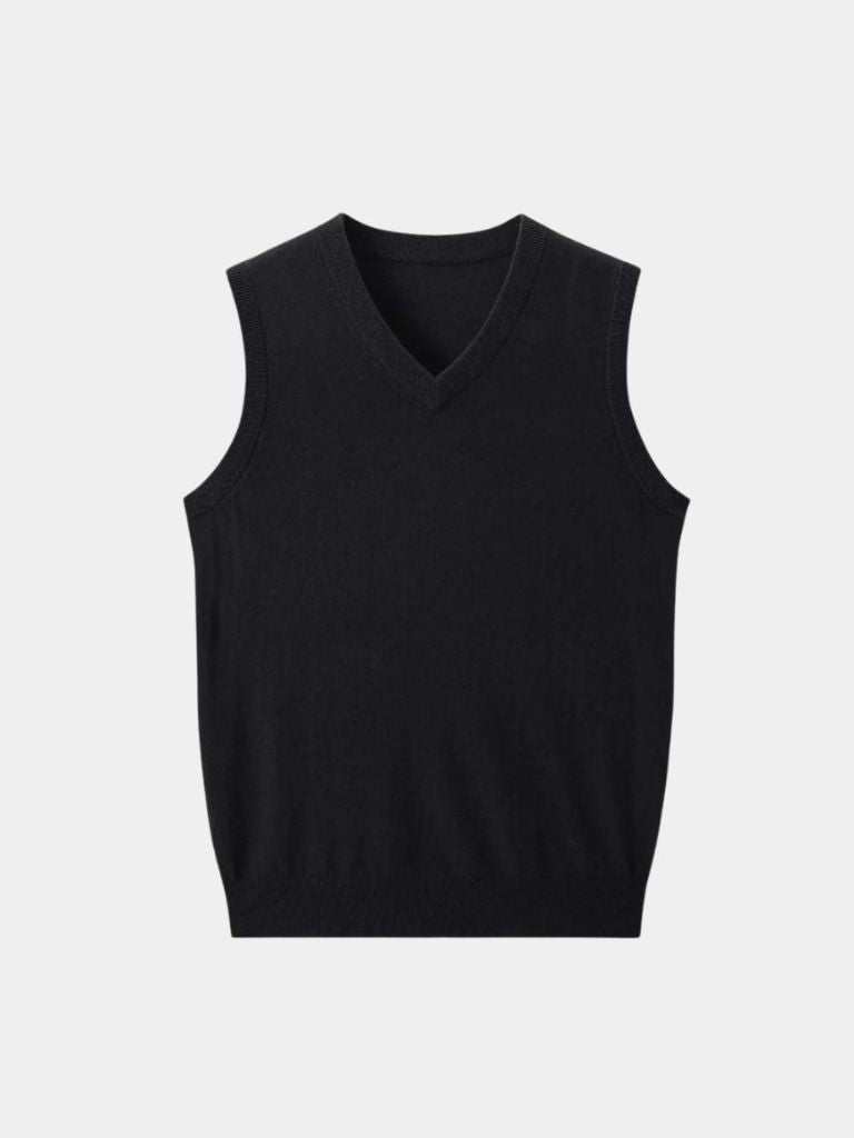 100% Cashmere V Neck Knit Vest for Men