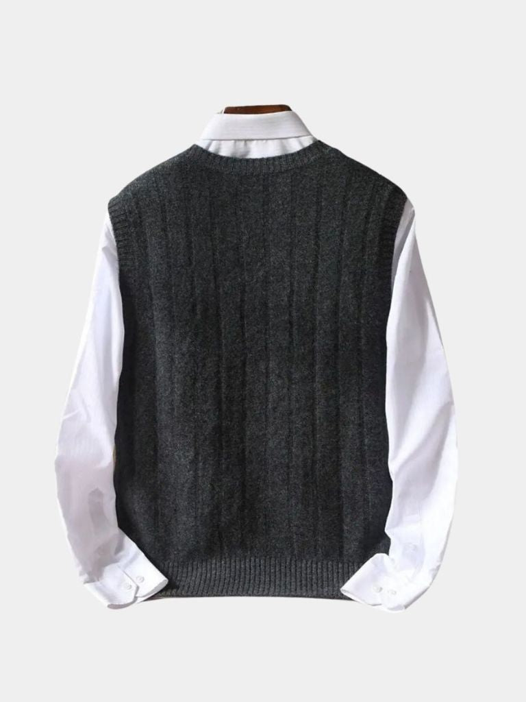 100% Merino Wool Pullover Sweater Vest for Men