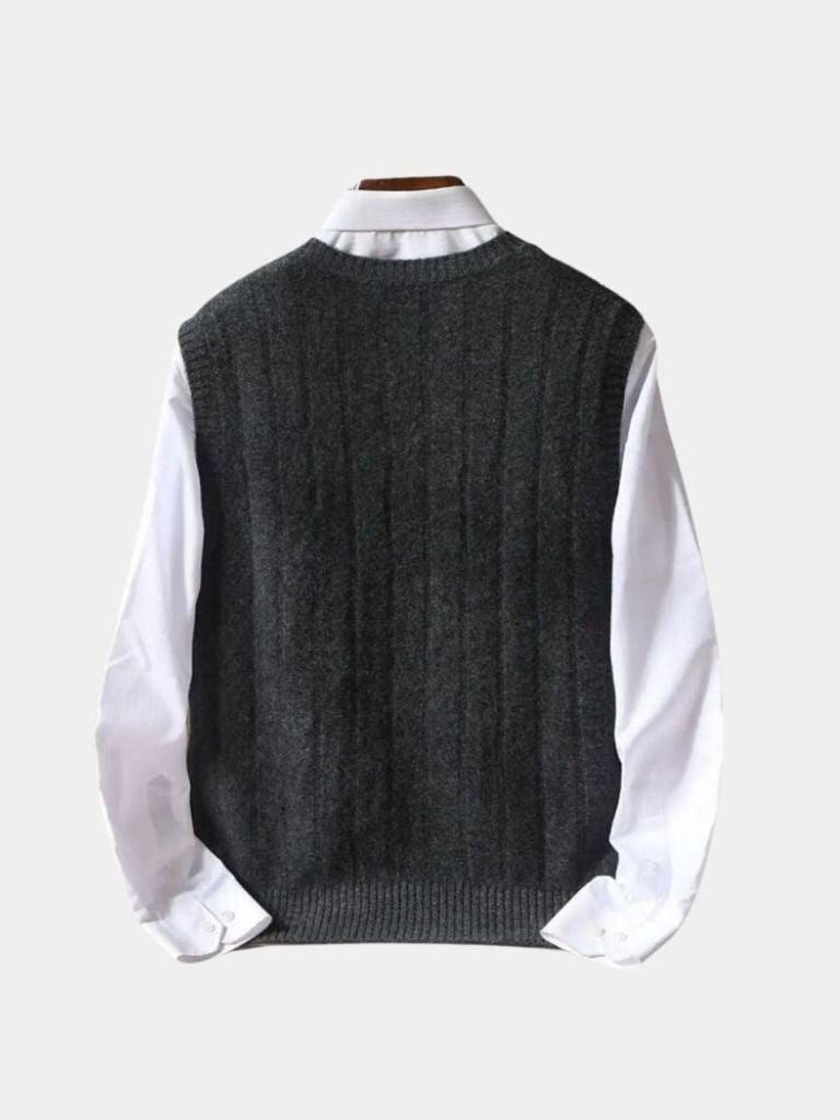 100% Merino Wool Pullover Sweater Vest for Men