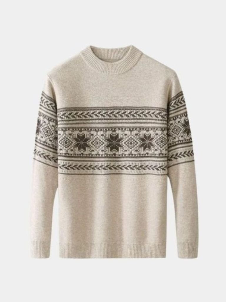 100% Wool Fair Isle Pullover Sweater Jumper for Men