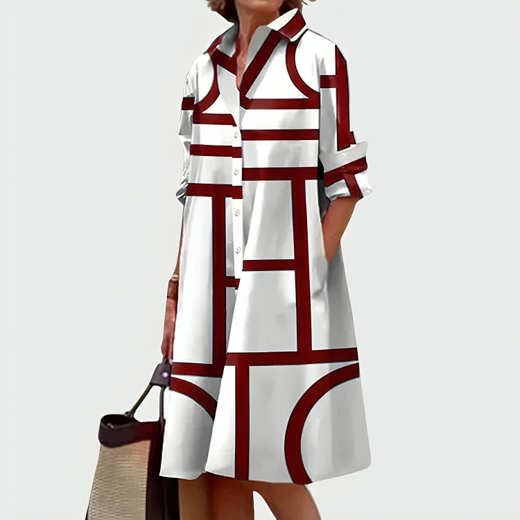 Elena Midi Dress with Geometric Pattern