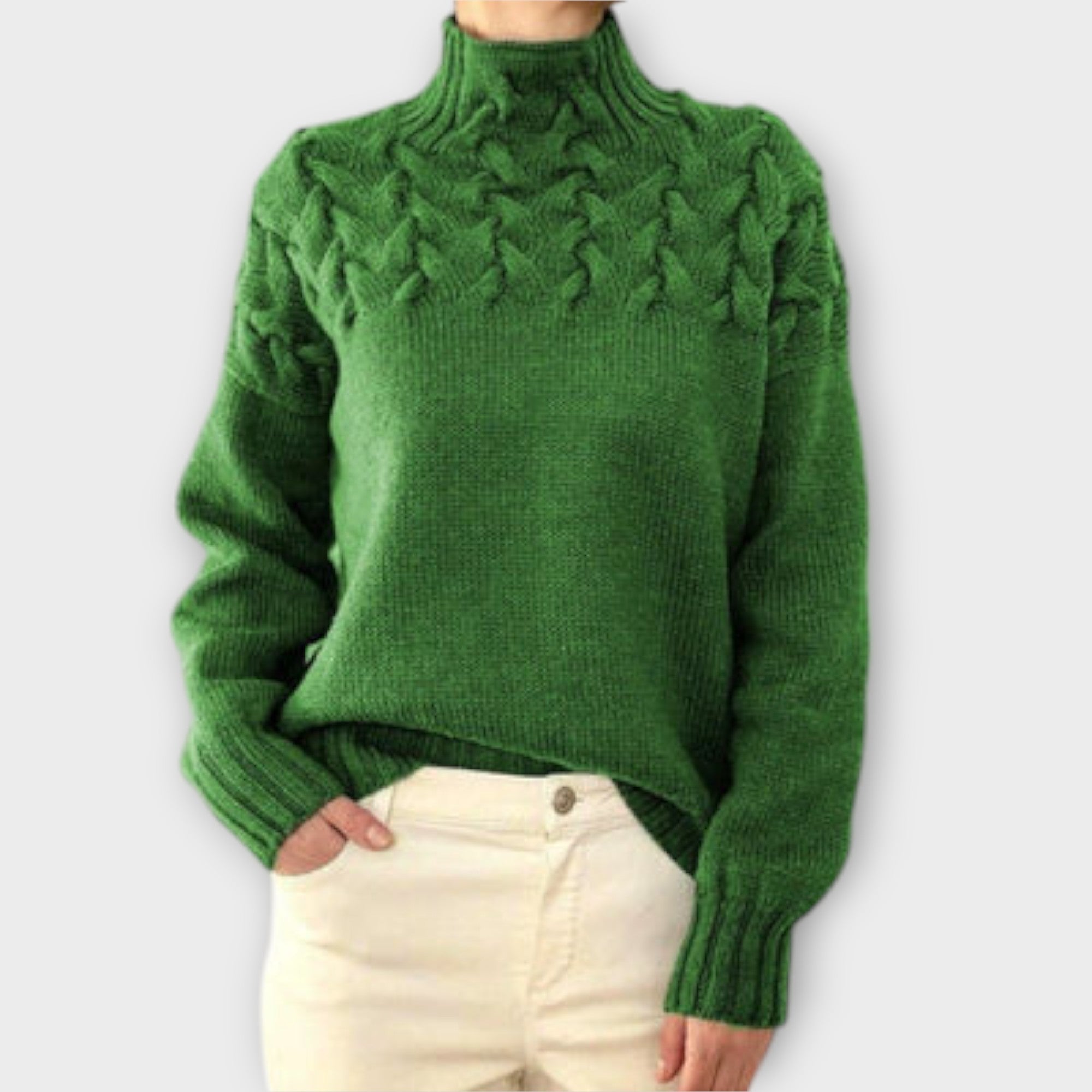 Ladies' Sweater with Cable Knit Detail for Women