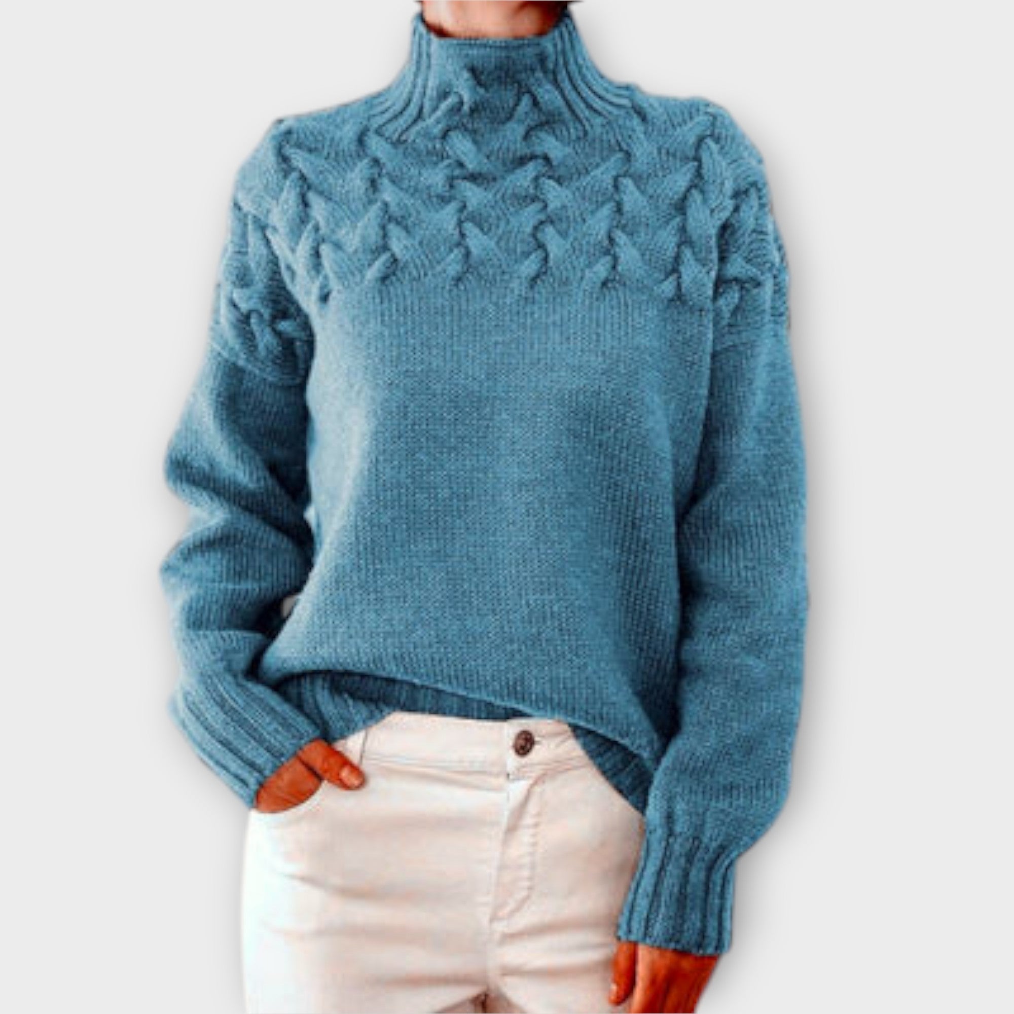Ladies' Sweater with Cable Knit Detail for Women