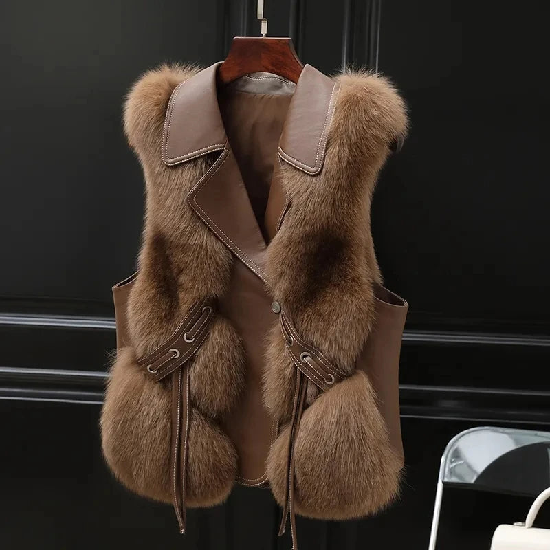 Rosella Stylish faux fur vest for women