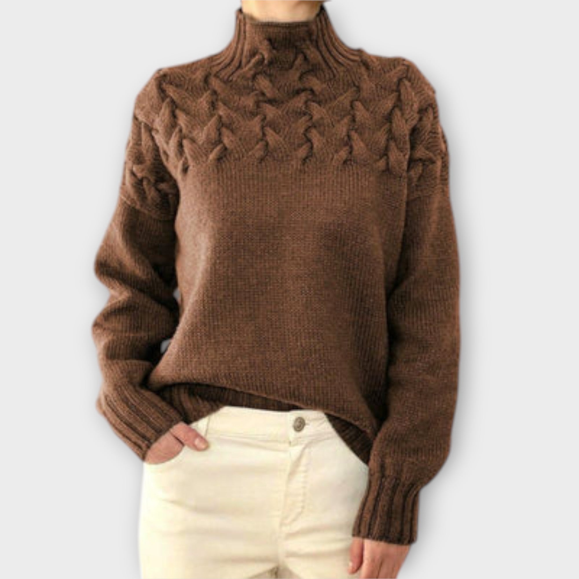 Ladies' Sweater with Cable Knit Detail for Women