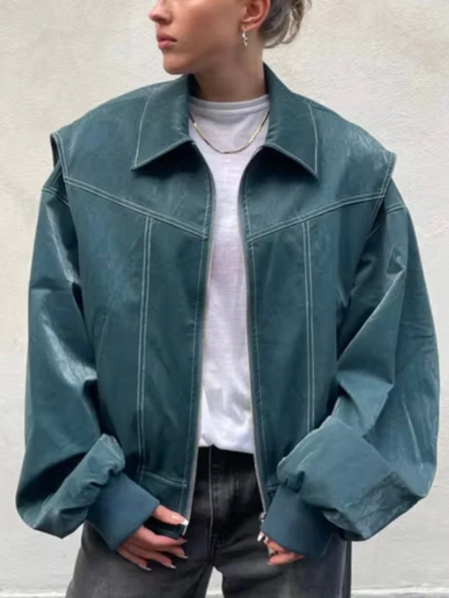 Casual Faux Leather Jacket for Women