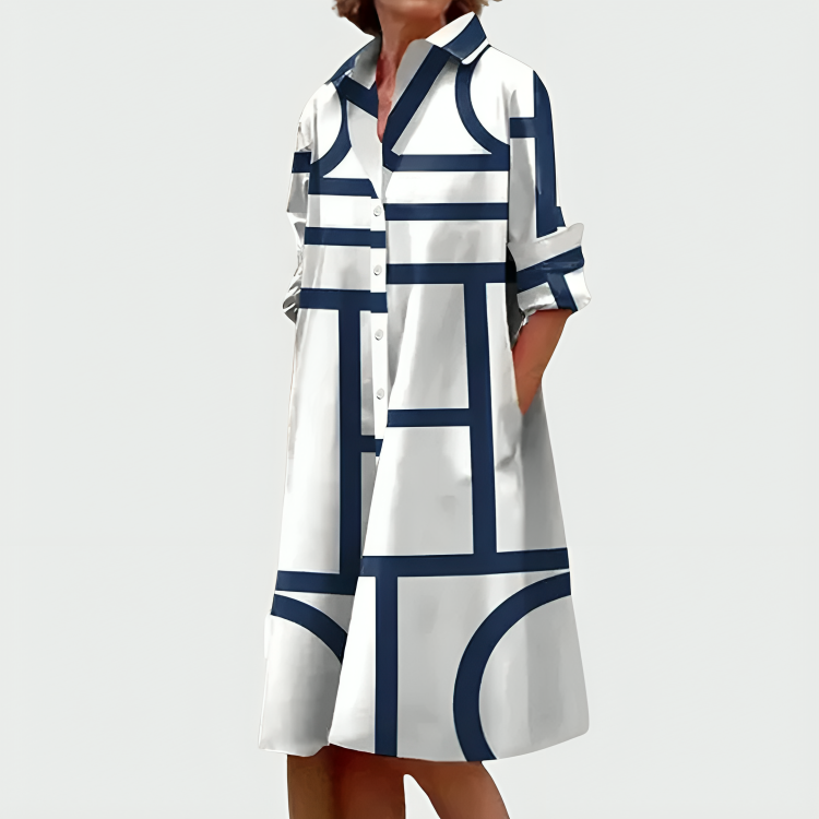 Elena Midi Dress with Geometric Pattern