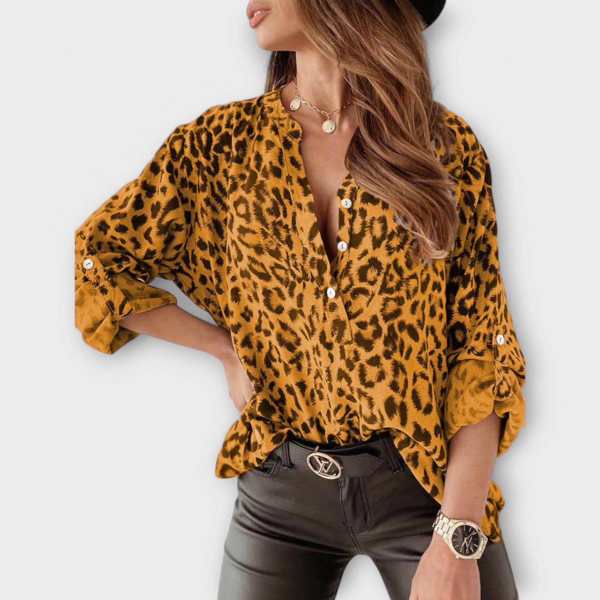 Trendy Blouse with Leopard Print