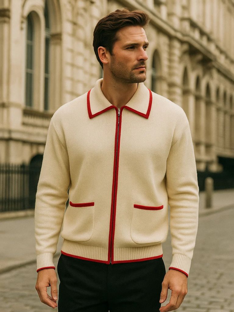 Riviera Retro Contrast Knit Cardigan - Cross & Crown