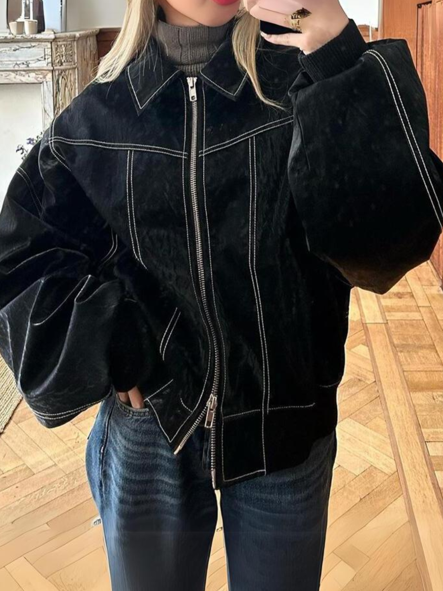Casual Faux Leather Jacket for Women