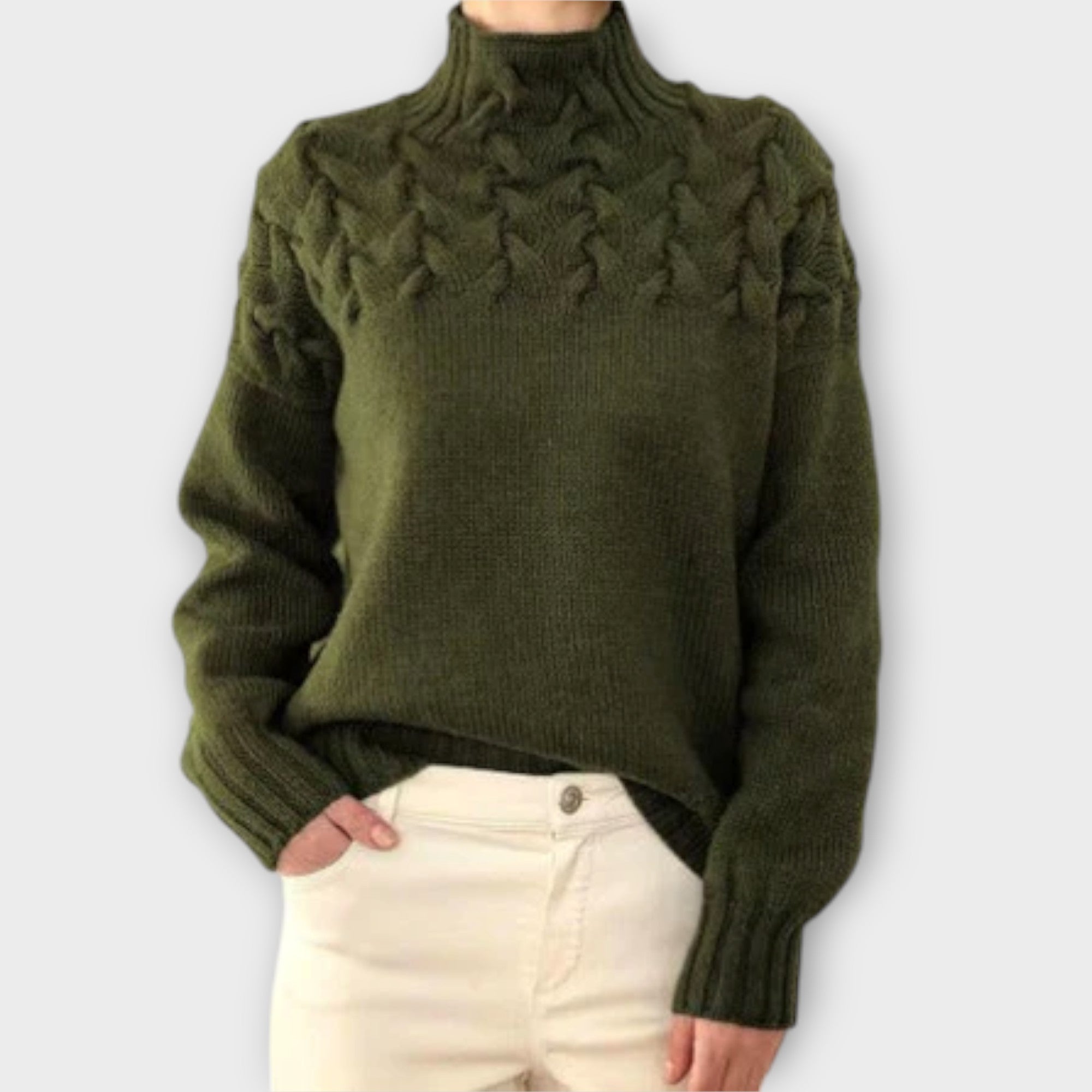 Ladies' Sweater with Cable Knit Detail for Women