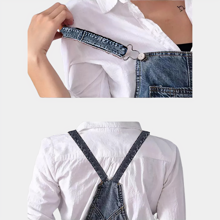 Back Slit Distressed Denim Overalls Dress