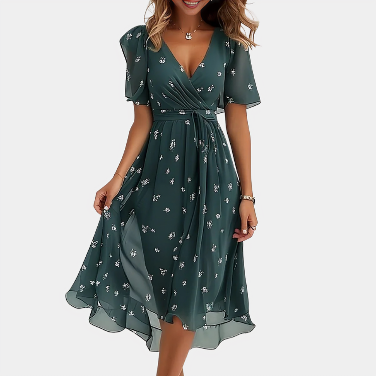 Floral Chiffon Midi Dress