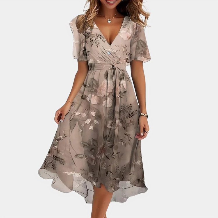 Floral Chiffon Midi Dress