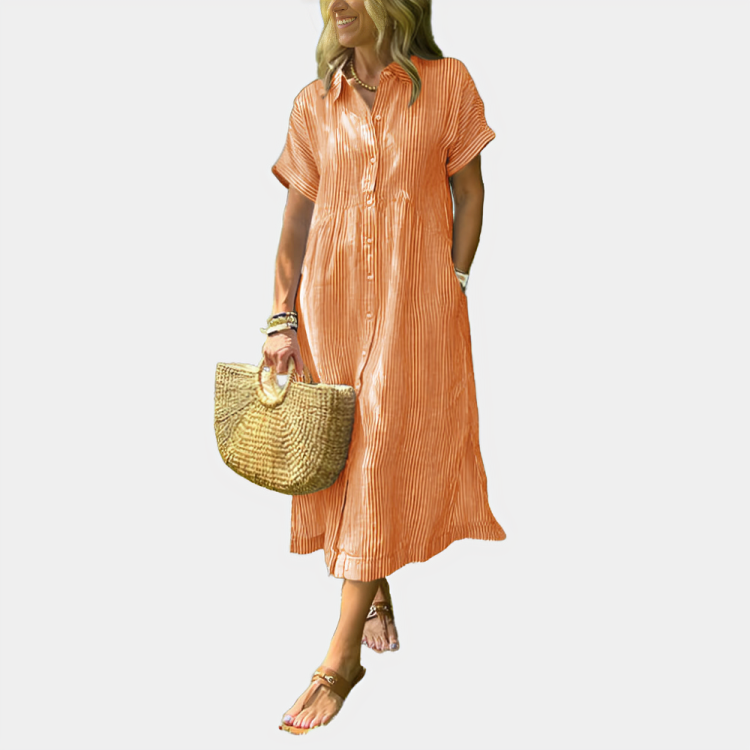 Ella Stripe Midi Shirt Dress