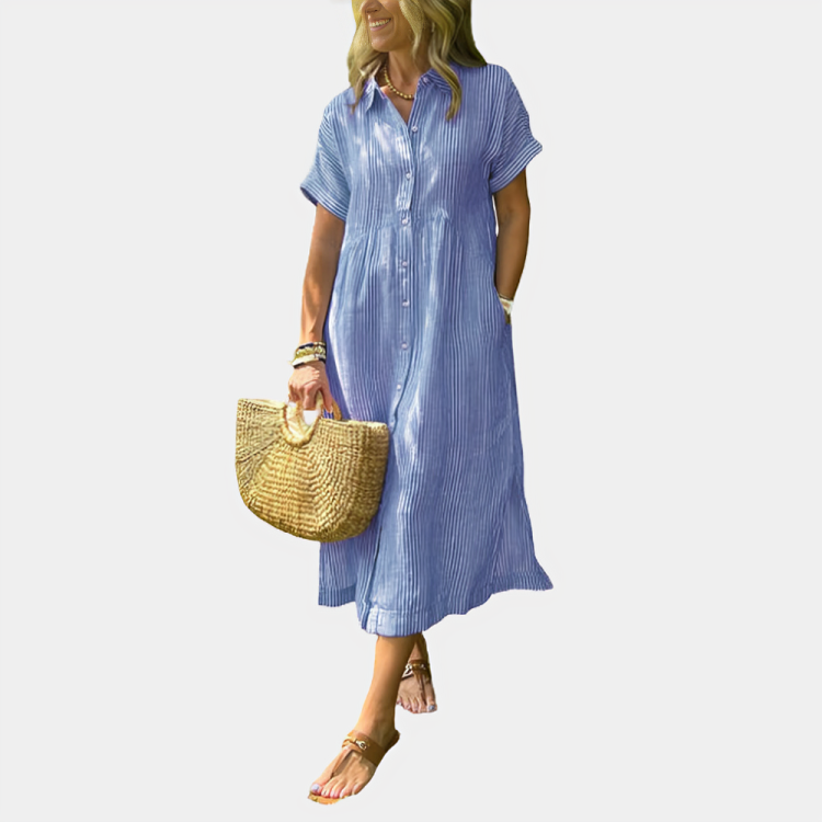 Ella Stripe Midi Shirt Dress