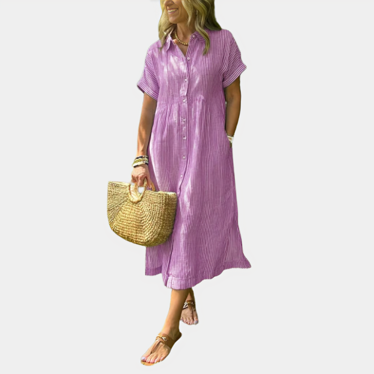 Ella Stripe Midi Shirt Dress