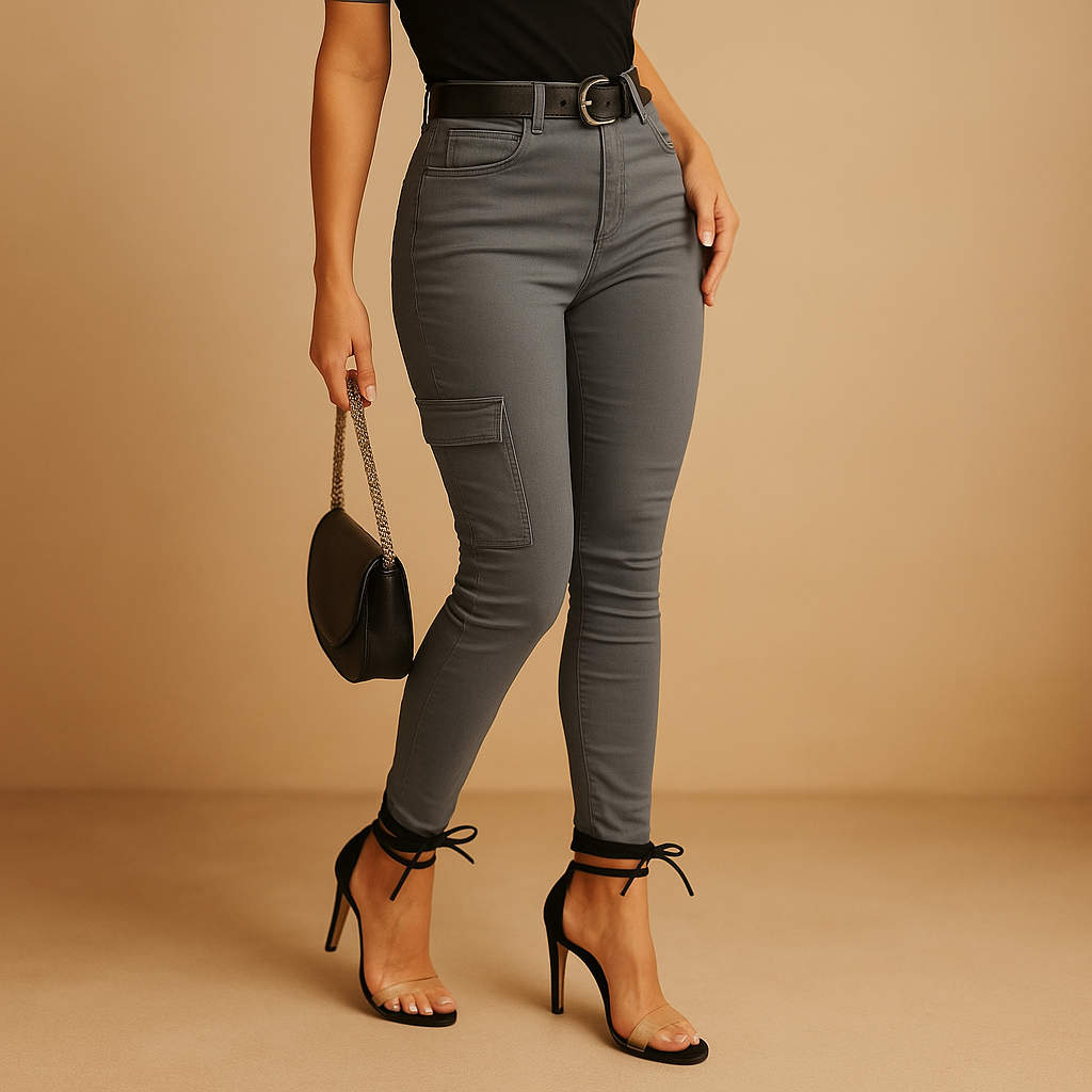 Cotton cargo trousers with elastic ankles for women | Jasmijn