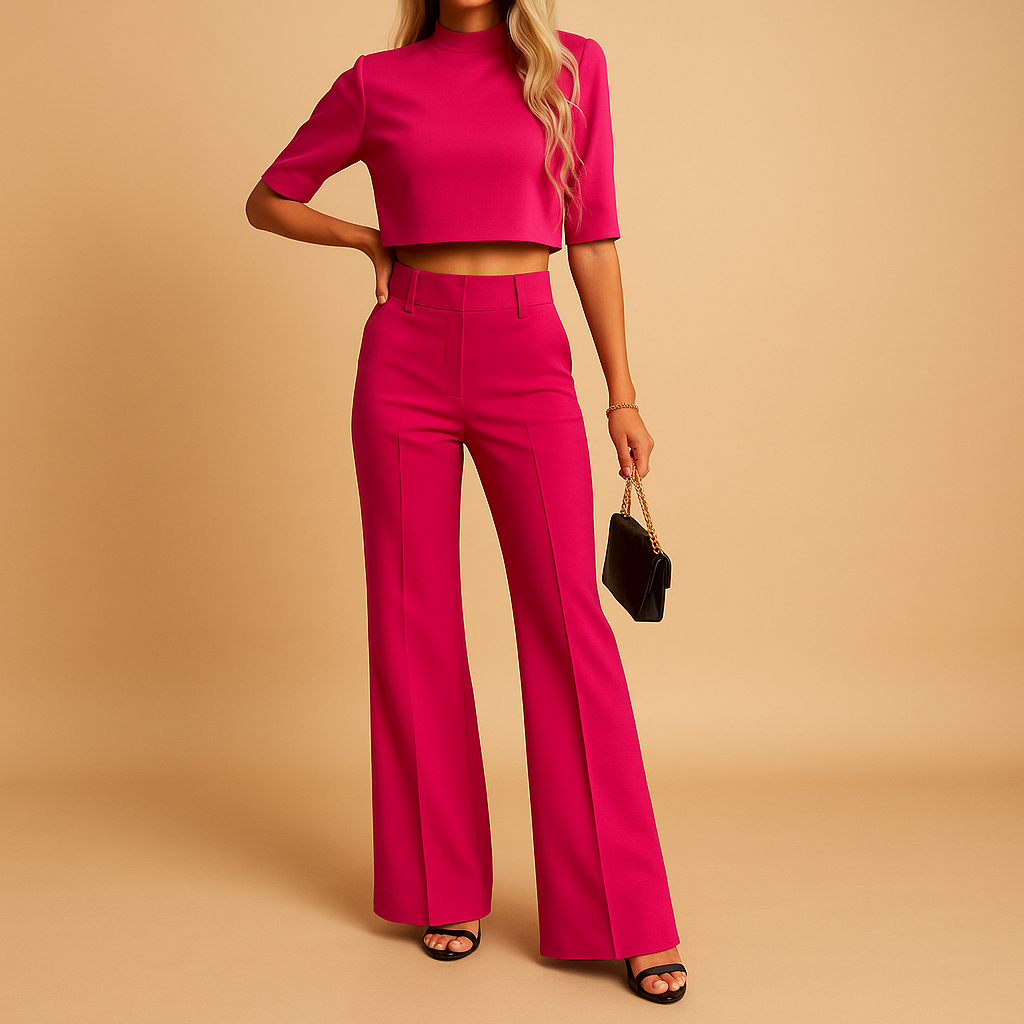Cropped top and tailored pants set for women | Liana