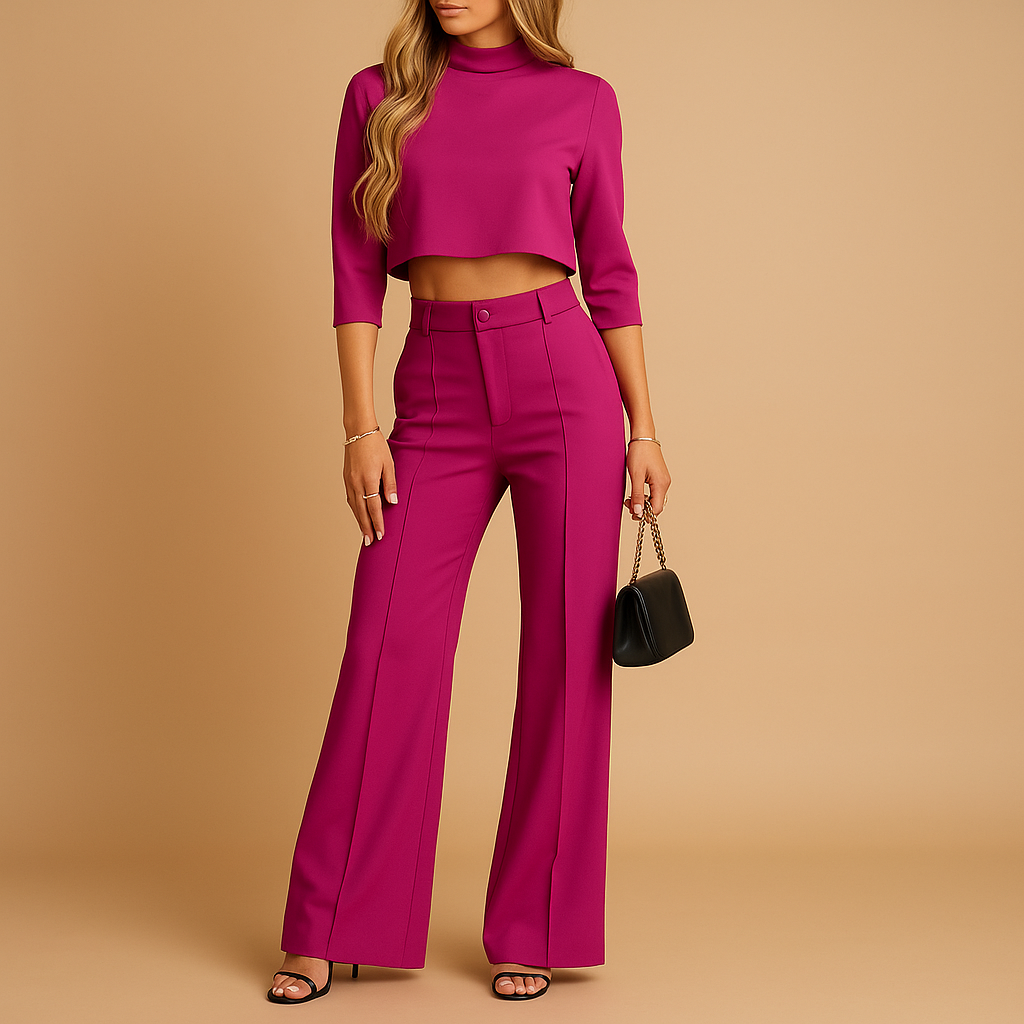 Cropped top and tailored pants set for women | Liana
