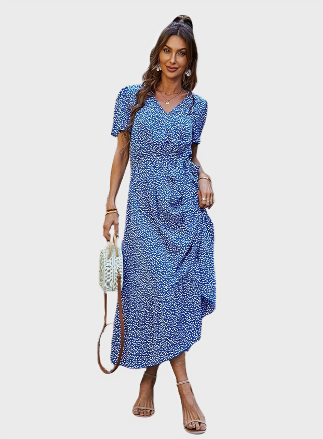 Summer Wrap V Neck Maxi Dress