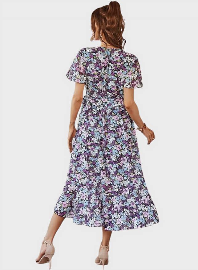 Summer Wrap V Neck Maxi Dress