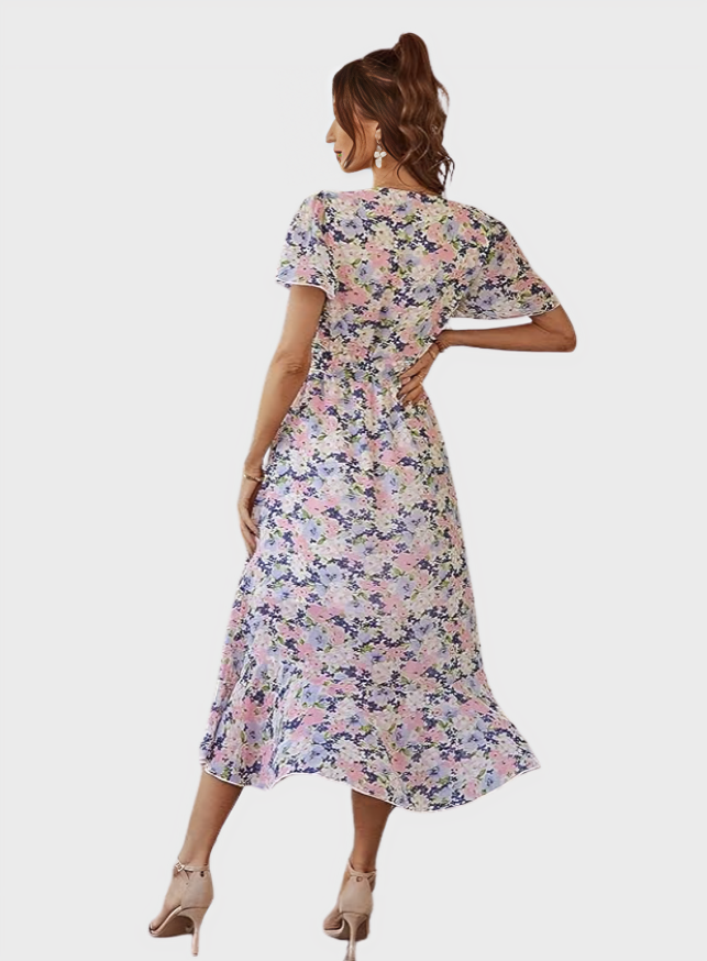 Summer Wrap V Neck Maxi Dress