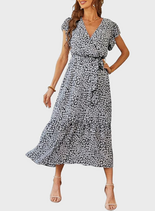 Summer Wrap V Neck Maxi Dress