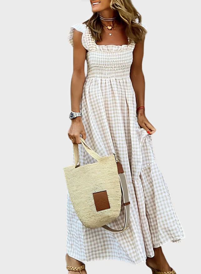 Evalyn Long Plaid Summer Dress