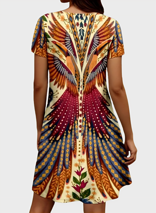 Short Sleeve Floral Print Dress