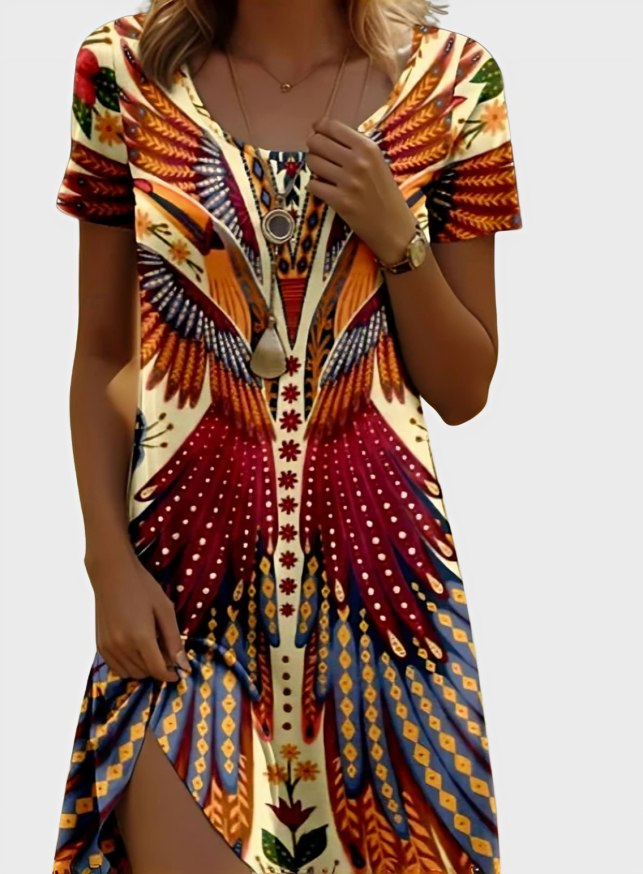 Short Sleeve Floral Print Dress