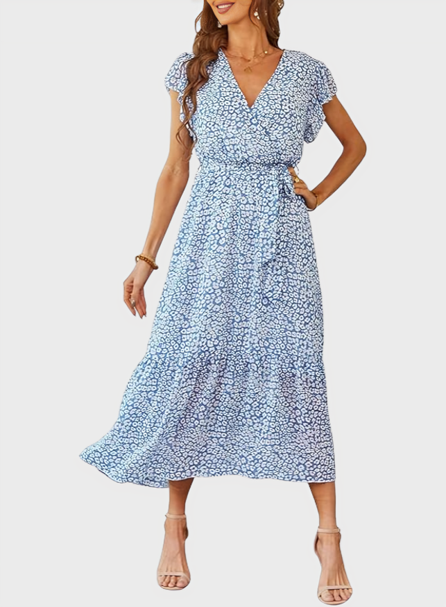 Summer Wrap V Neck Maxi Dress