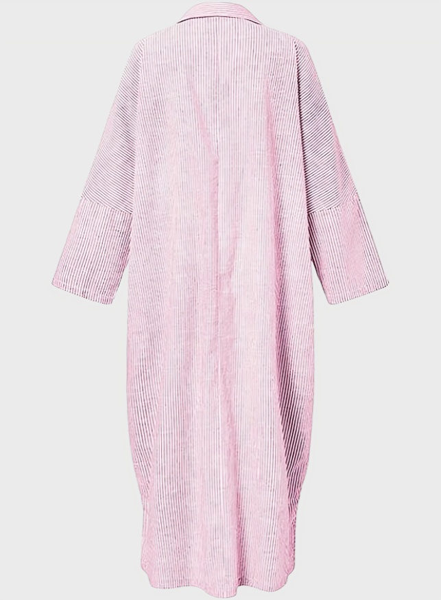 Striped Cotton Maxi Shirt Dress