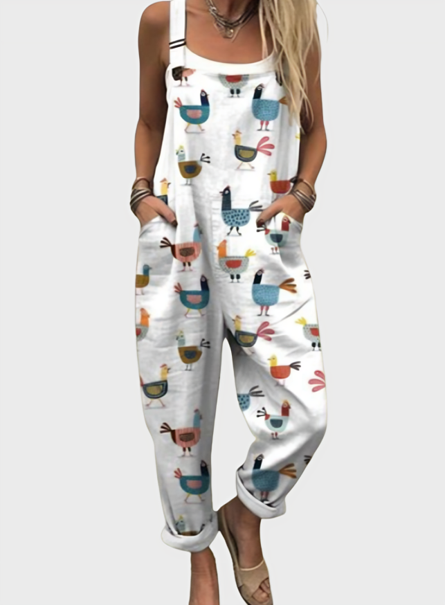 Chicken Pattern Casual Jumpsuit