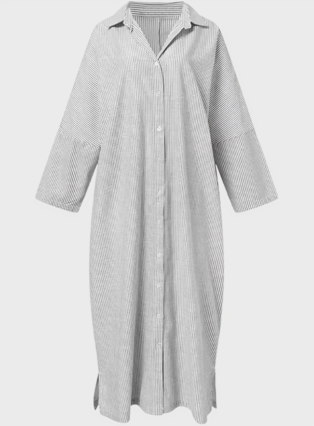 Striped Cotton Maxi Shirt Dress