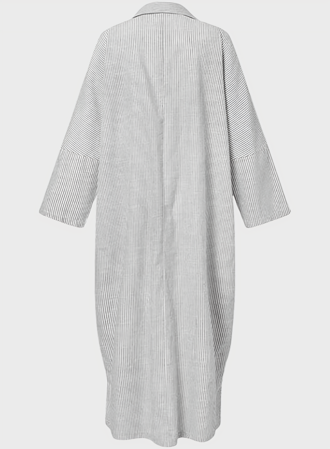 Striped Cotton Maxi Shirt Dress