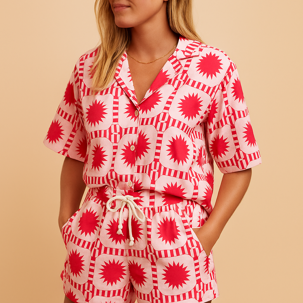 Floral blouse and shorts set for women | Kaia