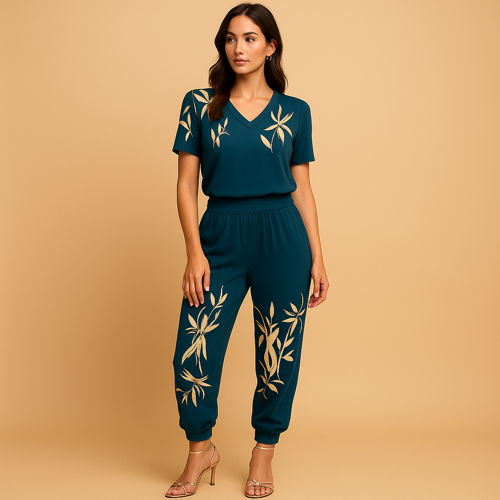 Floral print top and pants set for women | Eliza