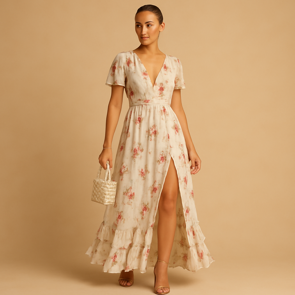 Floral lace midi dress for women | Noelle