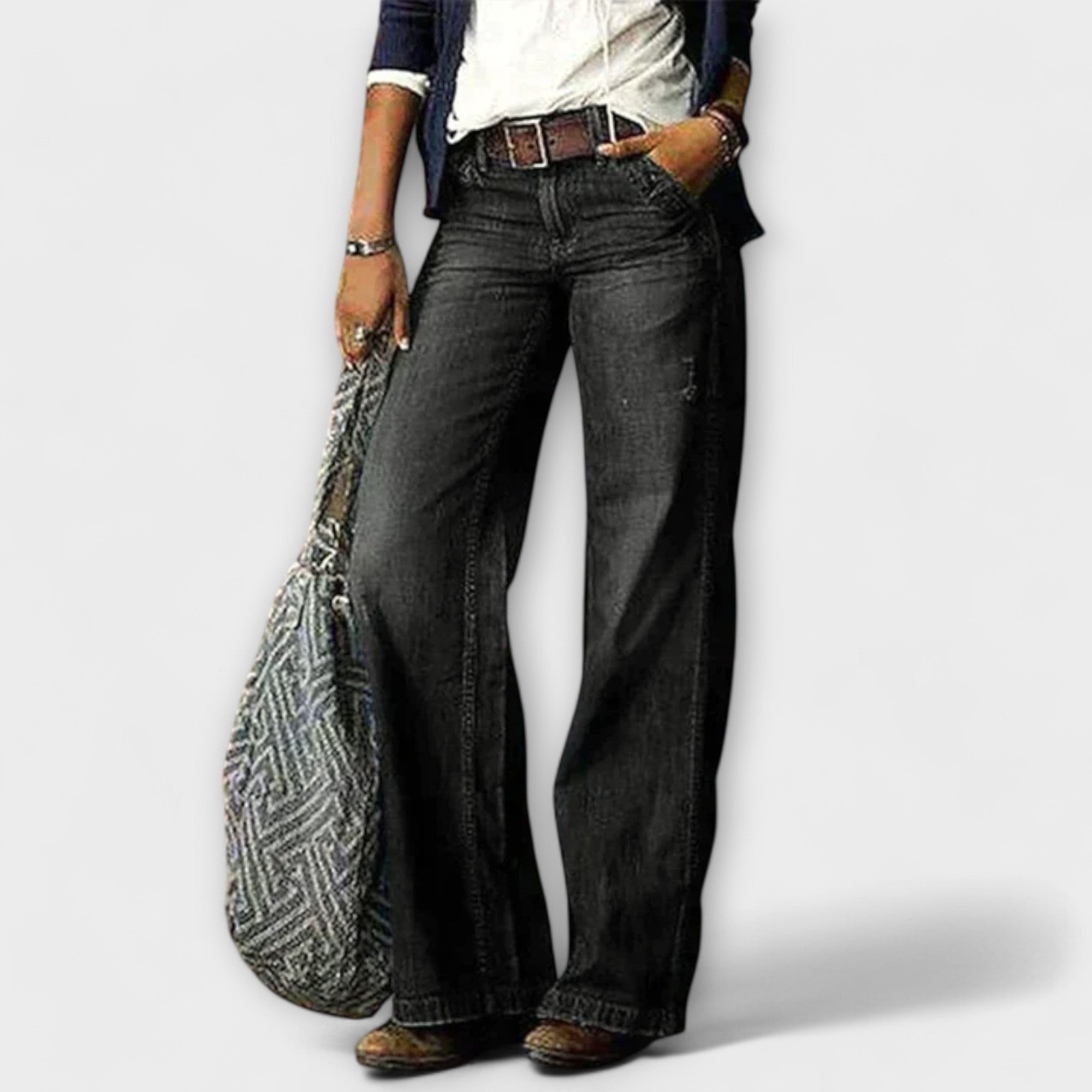 Wide Leg Denim Trousers