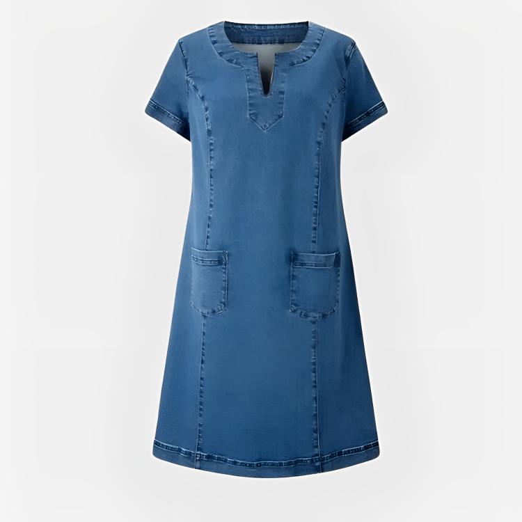 Florence Soft Denim Dress with Front Pockets