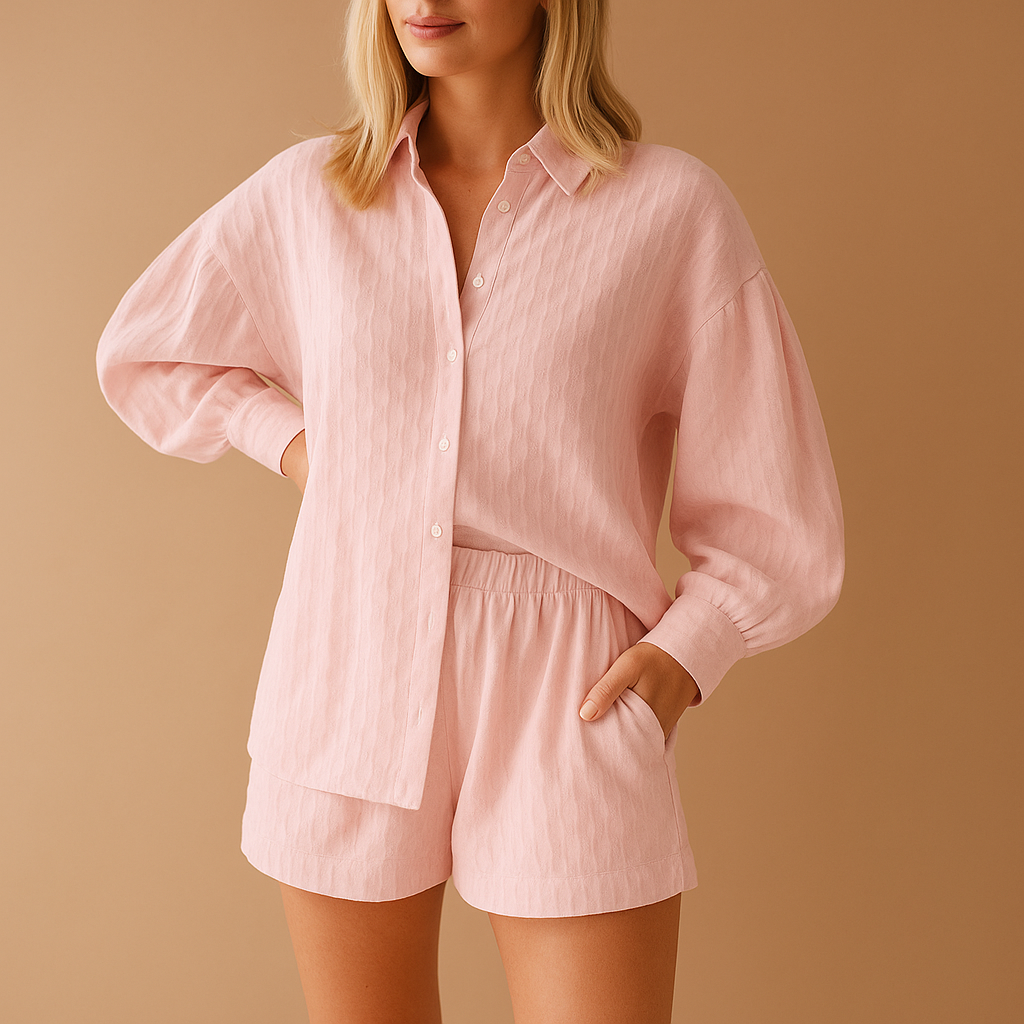 Lightweight summer blouse and shorts set for women | Hazel