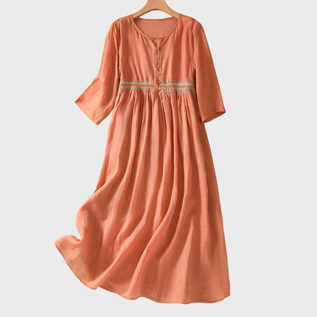 Lina Embroidered Midi Dress
