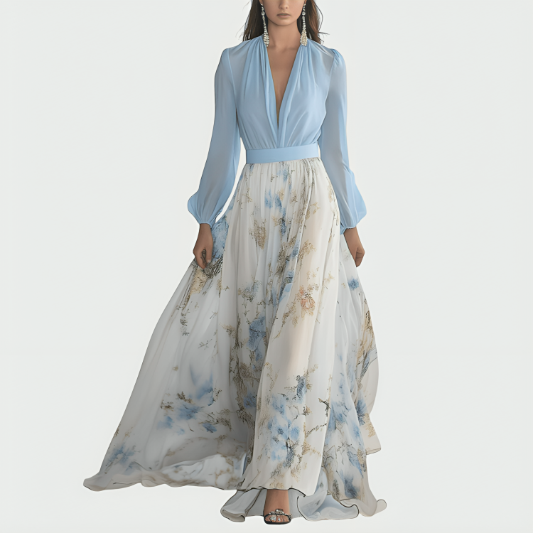 Tessa Long Dress with Floral Print